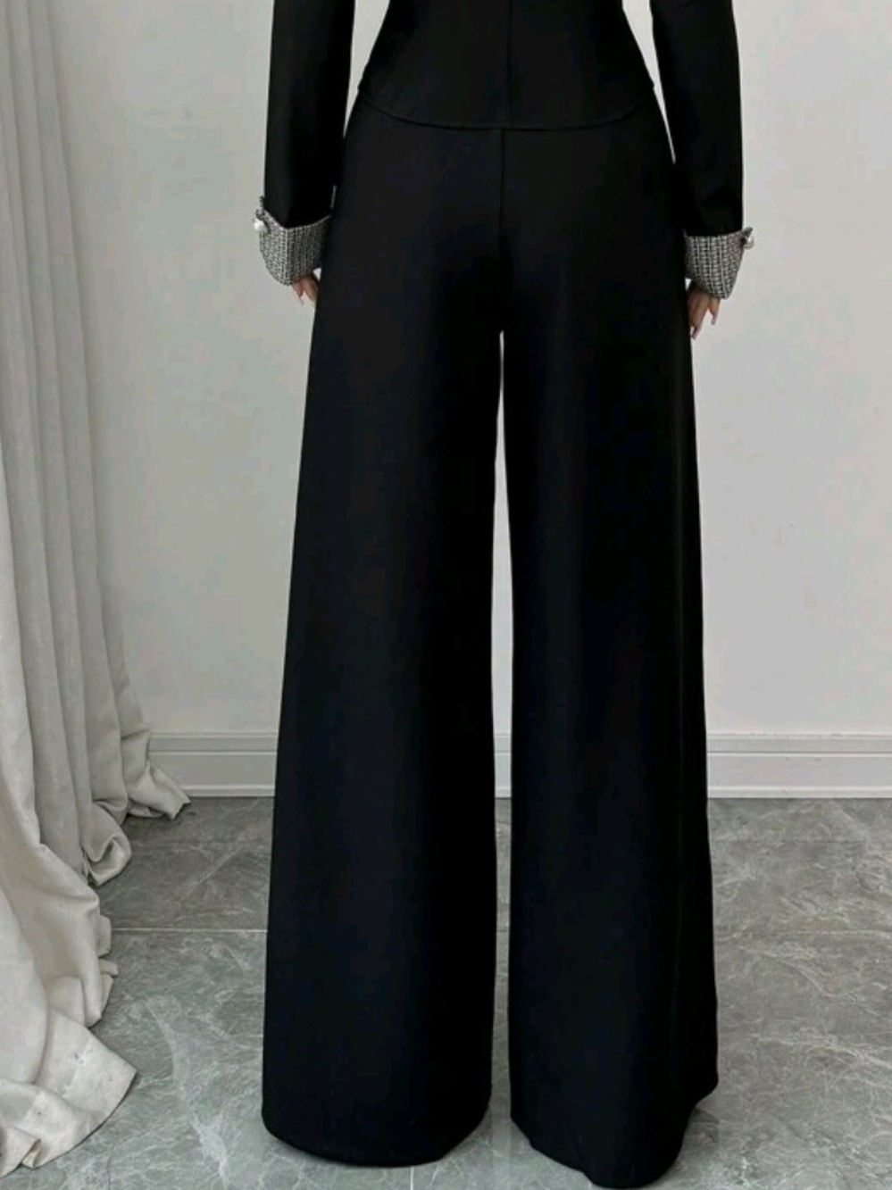 SHEIN Black Wide Leg Office Pants - Picture 4 of 5